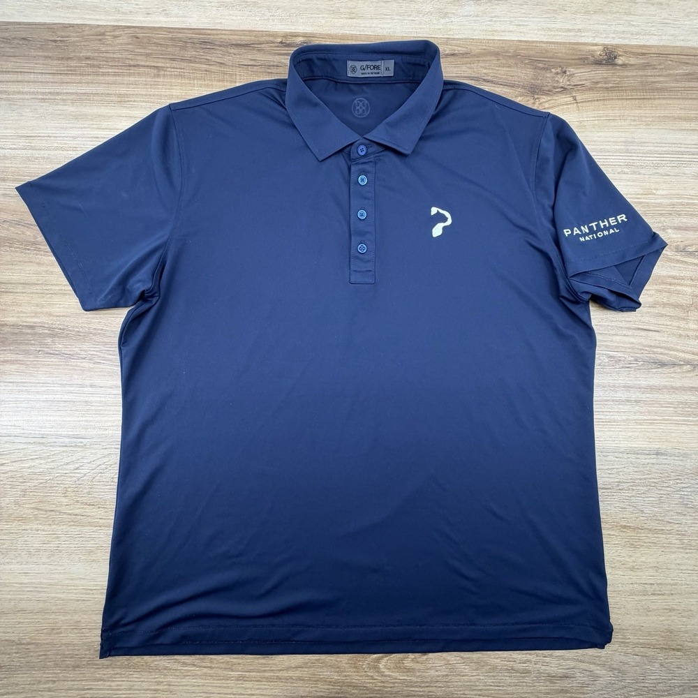 G/Fore Men's XL Blue Golf Polo Shirt Stretch Lightweight Logo Panther National